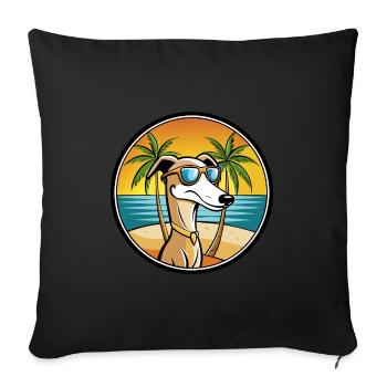 Old Croatian Sighthound Dog Breed Cartoon Beach - Sofa pillowcase 17,3'' x 17,3'' (45 x 45 cm) - black - Front