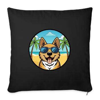 Plage de dessin animé de race de chien Ovcharka de Russie du Sud - Housse de coussin décorative 45 x 45 cm - noir - Devant