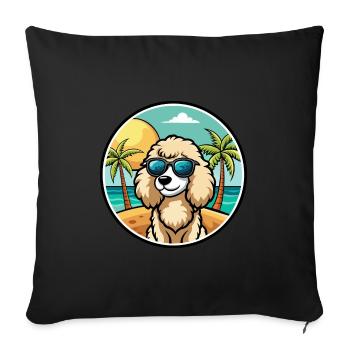 Poodle Dog Breed Cartoon Sunglasses Beach - Sofa pillowcase 17,3'' x 17,3'' (45 x 45 cm) - black - Front