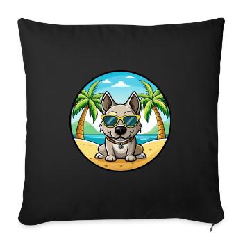 Porcelaine Dog Breed Cartoon Sunglasses Beach - Sofa pillowcase 17,3'' x 17,3'' (45 x 45 cm) - black - Front