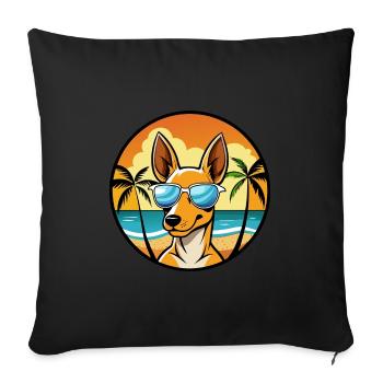 Podenco Ibicenco Dog Breed Cartoon Sunglass Beach - Sofa pillowcase 17,3'' x 17,3'' (45 x 45 cm) - black - Front