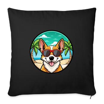 Portugiesische Podengo Hunderasse Cartoon Sonnenbrille - Sofakissenbezug 45 x 45 cm - Schwarz - Vorne