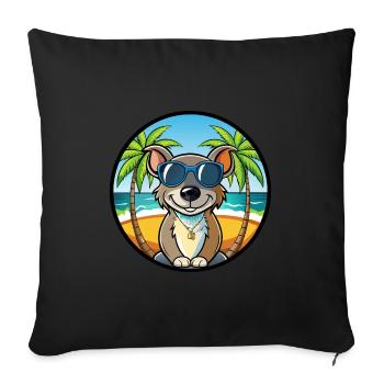Ratonero Murciano Race Chien Dessin Animé Lunettes De Soleil Plage - Housse de coussin décorative 45 x 45 cm - noir - Devant