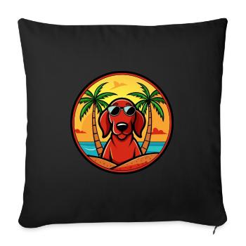 Redbone Coonhound Chien Race Dessin Animé Lunettes De Soleil Plage - Housse de coussin décorative 45 x 45 cm - noir - Devant