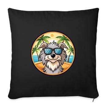 Chien de berger des Pyrénées Race Dessin animé Lunettes de soleil Plage - Housse de coussin décorative 45 x 45 cm - noir - Devant