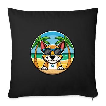 Chien de chasse tricolore serbe race de dessin animé plage - Housse de coussin décorative 45 x 45 cm - noir - Devant