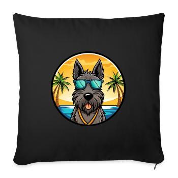 Scottish Terrier Dog Breed Cartoon Sunglass Beach - Sofa pillowcase 17,3'' x 17,3'' (45 x 45 cm) - black - Front