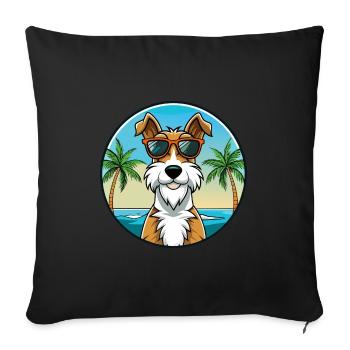 Draht Foxterrier Hunderasse Cartoon Sonnenbrille Strand - Sofakissenbezug 45 x 45 cm - Schwarz - Vorne