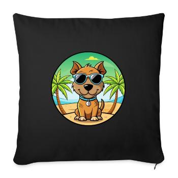 Teddy Roosevelt Terrier Hunderasse Cartoon Strand - Sofakissenbezug 45 x 45 cm - Schwarz - Vorne