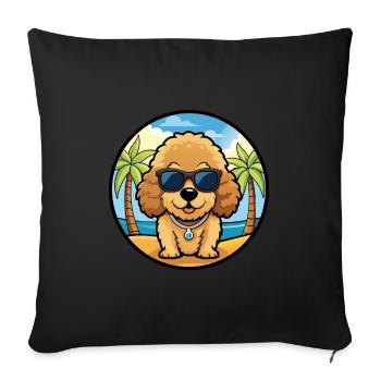 Toy Poodle Dog Breed Cartoon Sunglasses Beach - Sofa pillowcase 17,3'' x 17,3'' (45 x 45 cm) - black - Front