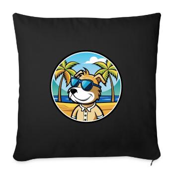 Sporting Lucas Terrier Chien Race Dessin Animé Plage - Housse de coussin décorative 45 x 45 cm - noir - Devant