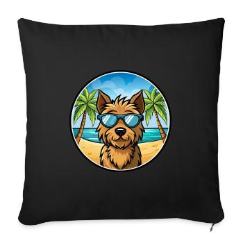 Welsh Terrier Chien Race Dessin Animé Lunettes De Soleil Plage - Housse de coussin décorative 45 x 45 cm - noir - Devant