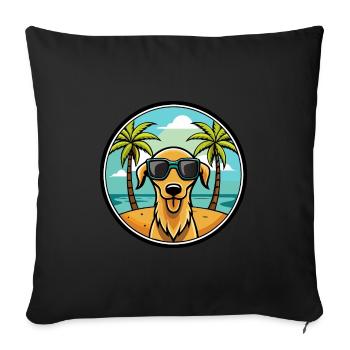 Sloughi Dog Breed Cartoon Sunglasses Beach - Sofa pillowcase 17,3'' x 17,3'' (45 x 45 cm) - black - Front