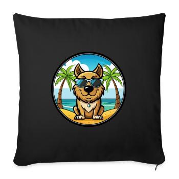 Tosa Chien Race Dessin Animé Lunettes De Soleil Plage - Housse de coussin décorative 45 x 45 cm - noir - Devant