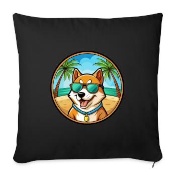 Shikoku Dog Breed Cartoon Sunglasses Beach - Sofa pillowcase 17,3'' x 17,3'' (45 x 45 cm) - black - Front