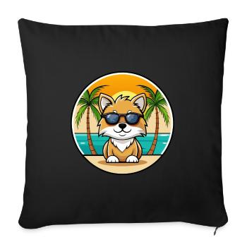 Toy German Spitz Dog Breed Cartoon Sunglass Beach - Sofa pillowcase 17,3'' x 17,3'' (45 x 45 cm) - black - Front