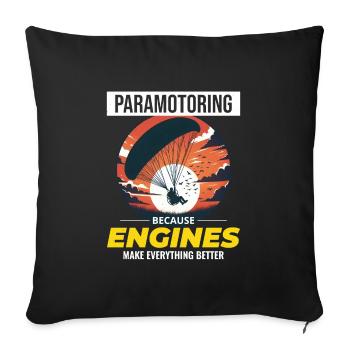 Paramotor Pilot Paramotoring Powered Paraglider - Sofa pillowcase 17,3'' x 17,3'' (45 x 45 cm) - black - Front