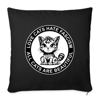 LES CHATS D’AMOUR DÉTESTENT LE FASCISME - TOUS LES CHATS SONT BEAUX - Housse de coussin décorative 45 x 45 cm - noir - Devant