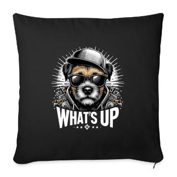 Border Terrier What’s Up Cappy Gift - Housse de coussin décorative 45 x 45 cm - noir - Devant