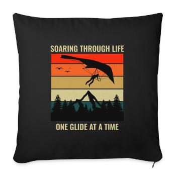 Hang Gliding Air Sports Adventure Soaring Pilot - Sofa pillowcase 17,3'' x 17,3'' (45 x 45 cm) - black - Front