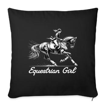 Cavalier Horse Girl Cadeau Horse Girl - Housse de coussin décorative 45 x 45 cm - noir - Devant