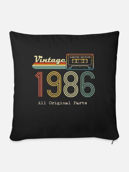 1986 Original 1986 Vintage Vintage Retro Jahrestag - Sofakissenbezug 45 x 45 cm - Schwarz