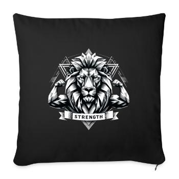 Lion Lion Head Geometric Geometry Strength - Sofa pillowcase 17,3'' x 17,3'' (45 x 45 cm) - black - Front