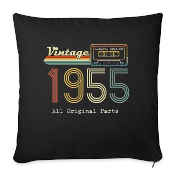 1955 Original 1955 Vintage Vintage Retro Jahrestag - Sofakissenbezug 45 x 45 cm - Schwarz - Vorne