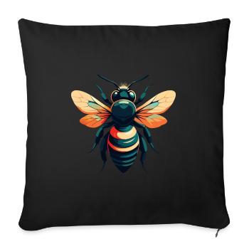 Bee Cartoon Character Colorful Pet Animal - Sofa pillowcase 17,3'' x 17,3'' (45 x 45 cm) - black - Front
