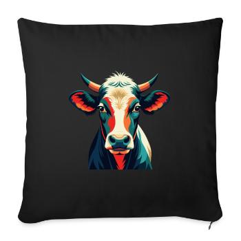 Cow Cartoon Character Colorful Pet Animal - Sofa pillowcase 17,3'' x 17,3'' (45 x 45 cm) - black - Front