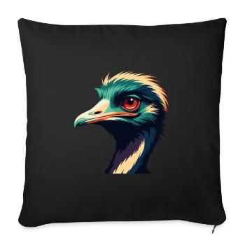 Emu Dessin animé Personnage Animal de compagnie coloré - Housse de coussin décorative 45 x 45 cm - noir - Devant