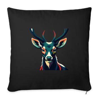 Cerf Personnage De Dessin Animé Animal De Compagnie Coloré - Housse de coussin décorative 45 x 45 cm - noir - Devant