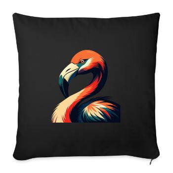 Flamingo Cartoon Character Colorful Pet Animal - Sofa pillowcase 17,3'' x 17,3'' (45 x 45 cm) - black - Front