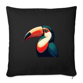 Toucan Cartoon Character Colorful Pet Animal - Sofa pillowcase 17,3'' x 17,3'' (45 x 45 cm) - black - Front