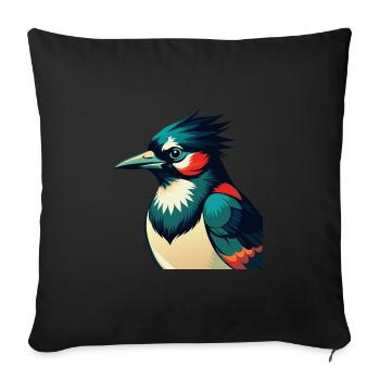 Blue Jay Cartoon Character Colorful Pet Animal - Sofa pillowcase 17,3'' x 17,3'' (45 x 45 cm) - black - Front