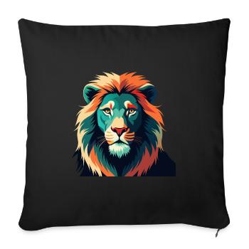 Lion Dessin Animé Personnage Animal De Compagnie Coloré - Housse de coussin décorative 45 x 45 cm - noir - Devant