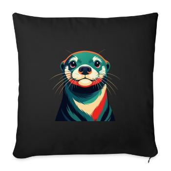Loutre, Personnage De Dessin Animé, Animal De Compagnie Coloré - Housse de coussin décorative 45 x 45 cm - noir - Devant