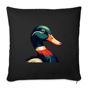 Personnage de dessin animé de canard Animal de compagnie coloré - Housse de coussin décorative 45 x 45 cm - noir - Devant