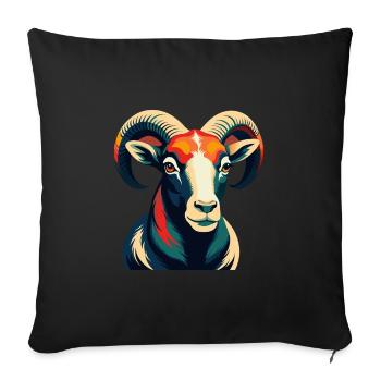 Bélier Dessin animé Personnage Animal de compagnie coloré - Housse de coussin décorative 45 x 45 cm - noir - Devant