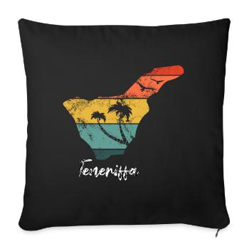 Tenerife carte contour Îles Canaries vacances vintage - Housse de coussin décorative 45 x 45 cm - noir - Devant