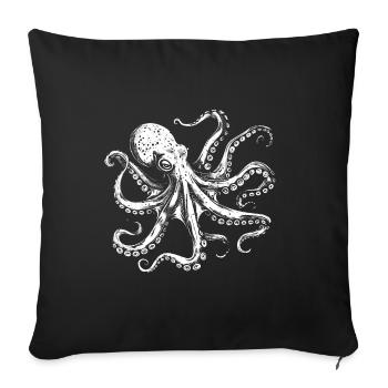Illustration de poulpe cool en blanc - Housse de coussin décorative 45 x 45 cm - noir - Devant