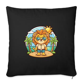 Lunettes de soleil de plage d’été Lion Funny Cartoon - Housse de coussin décorative 45 x 45 cm - noir - Devant