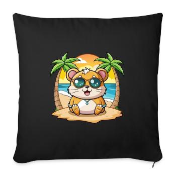 Lunettes de soleil de plage d’été de dessin animé drôle de hamster - Housse de coussin décorative 45 x 45 cm - noir - Devant