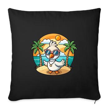 Lunettes de soleil de plage d’été de dessin animé drôle de cygne - Housse de coussin décorative 45 x 45 cm - noir - Devant