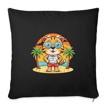 Tiger Funny Cartoon Summer Beach Sunglasses - Sofa pillowcase 17,3'' x 17,3'' (45 x 45 cm) - black - Front