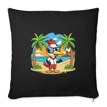 Woodpecker Funny Cartoon Lunettes de soleil de plage d’été - Housse de coussin décorative 45 x 45 cm - noir - Devant
