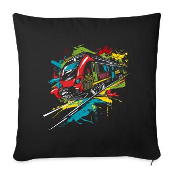 Graffiti Railway - Sofa pillowcase 17,3'' x 17,3'' (45 x 45 cm) - black - Front