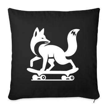 Fuchs Silhouette minimalistisch Skateboard Skater - Sofakissenbezug 45 x 45 cm - Schwarz - Vorne