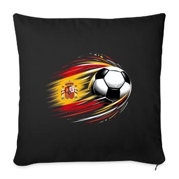 Viva Spanish Football, drapeau de l’Espagne - Housse de coussin décorative 45 x 45 cm - noir - Devant