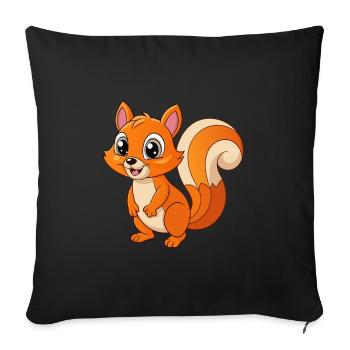Squirrel Cute Mascot Cartoon Character Kawaii - Sofa pillowcase 17,3'' x 17,3'' (45 x 45 cm) - black - Front